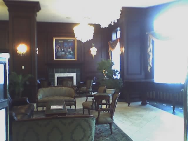 The lobby at the Landmark Inn Marquette Michigan